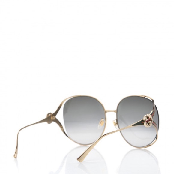 New - GUCCI OVAL SUNGLASSES GG0225S 001 GOLD 63MM 0225 - Picture 7 of 12